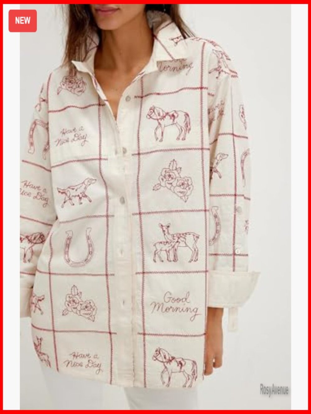 Y2K Boho Floral Long Sleeve Flowy Blouse Button Down Shirt - Picture 2 of 5